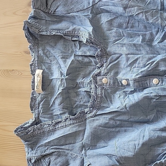 NWOT MADEWELL Chambray Ruffle-Sleeve Peplum Top S - Picture 6 of 11